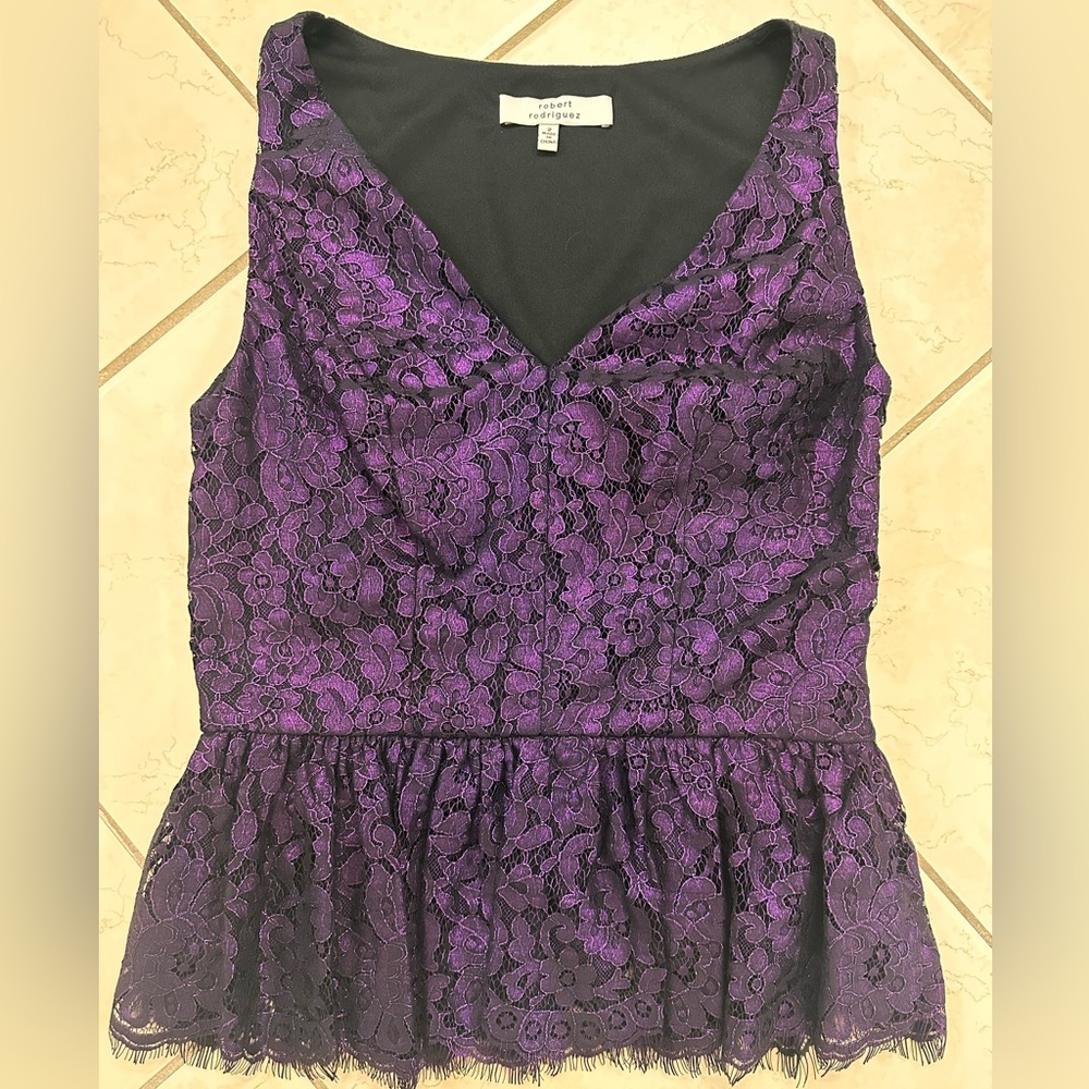 Robert Rodriguez Purple Lace Top